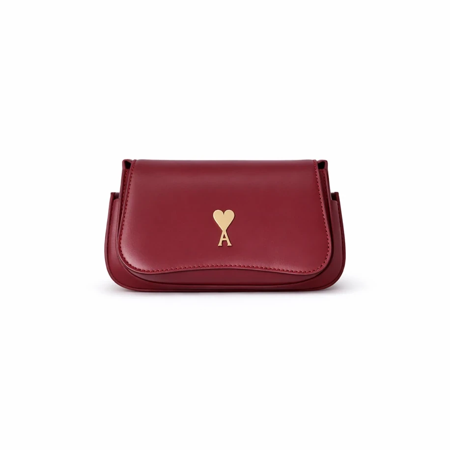 Ami Paris Small Glazed Bordeaux