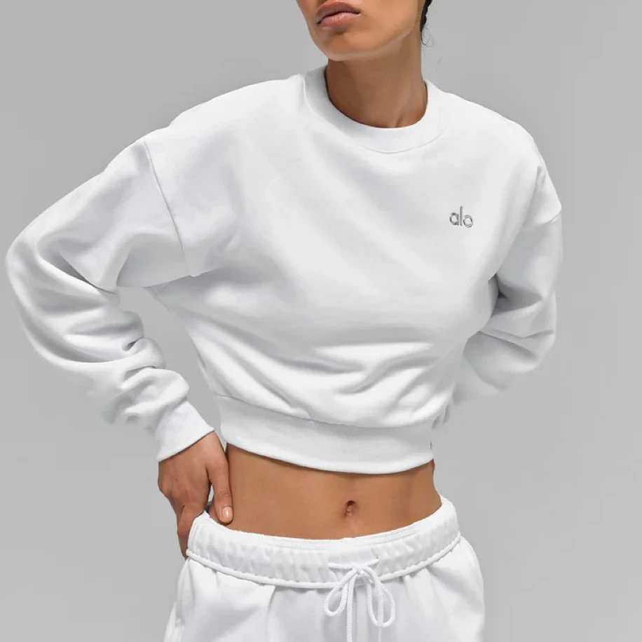 Alo Yoga Cropped White Sweatshirt